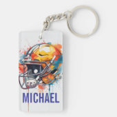 Inspirational Motivational Football Helmet Name Sleutelhanger (achterkant)