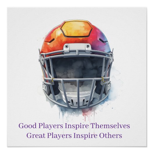 Inspirational Motivational Football Helmet  Perfect Poster (Voorkant)