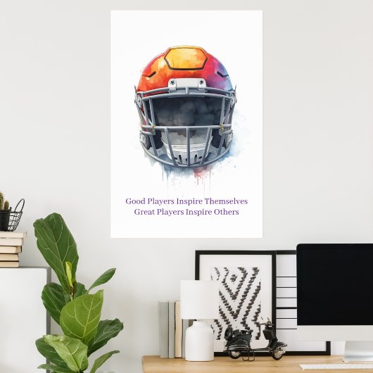 Inspirational Motivational Football Helmet  Poster (Thuiskantoor)