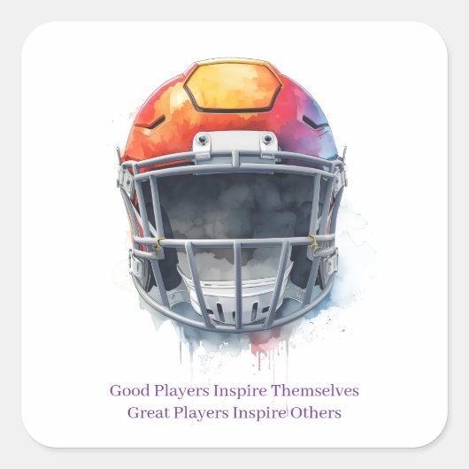 Inspirational Motivational Football Helmet  Vierkante Sticker (Voorkant)