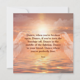 Inspirational Motivational Rumi Quote Angel Wings Kaart