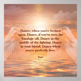 Inspirational Motivational Rumi Quote Angel Wings Poster