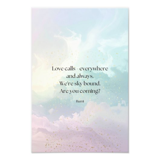 Inspirational Motivational Rumi Quote Pastel Cloud Foto Afdruk (Voorkant)