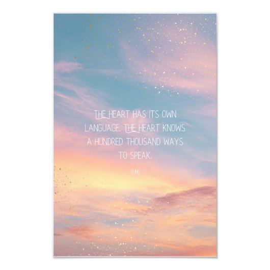 Inspirational Motivational Rumi Quote Stars Clouds Foto Afdruk (Voorkant)