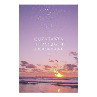 Inspirational Motivational Rumi Quote Sunset Sea Foto Afdruk