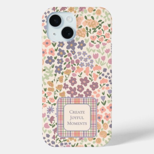 Inspirational Patchwork Floral & Plaid Phone Case (Achterkant)