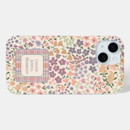 Inspirational Patchwork Floral & Plaid Phone Case (Achterkant (horizontaal))