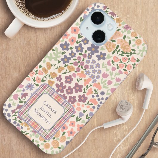 Inspirational Patchwork Floral & Plaid Phone Case