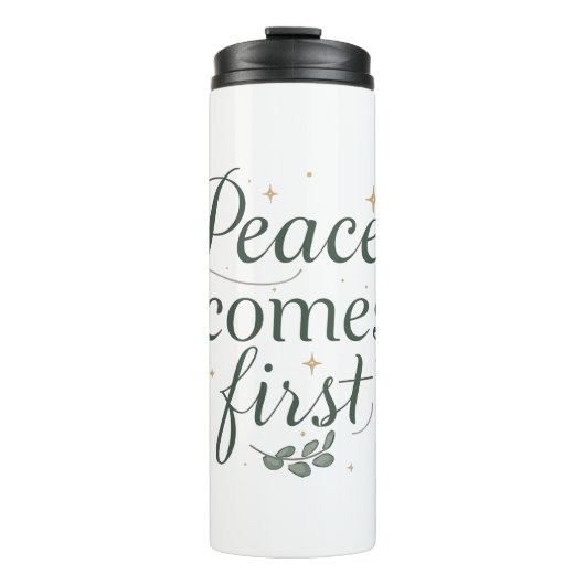 Inspirational "Peace Comes First" Quote Thermosbeker (Voorkant)