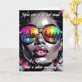 Inspirational Quote and City Woman Kaart (Gele Bloem)