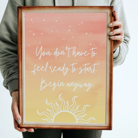 Inspirational Quote Mystic Sun Orange Watercolor Poster