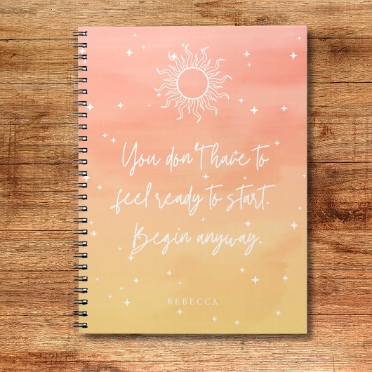 Inspirational Quote Mystic Sun Writing Notebook Notitieboek