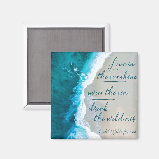 Inspirational quote on ocean image magneet (Voorkant / Achterkant)