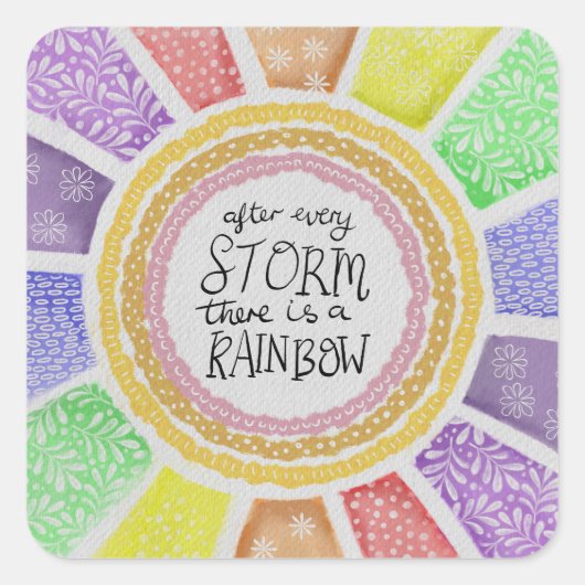 Inspirational Quote Print – “After Every Storm Vierkante Sticker (Voorkant)