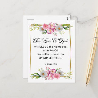 Inspirational Quote, Psalm 5:12 Floral Bible Verse Briefkaart