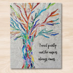 Inspirational Quote Tree Legpuzzel<br><div class="desc">This decorative jigsaw puzzle features a mosaic tree in rainbow colors and an inspiring quote.
Easily customizable with your own words.
Because we create our artwork you won't find this exact image from other designers.
Original Mosaic © Michele Davies.</div>