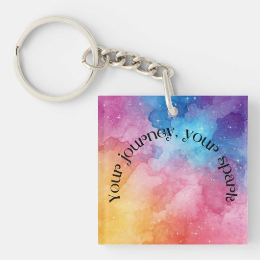 Inspirational Rainbow Sparkle Quote | Your Journey Sleutelhanger (voorkant)