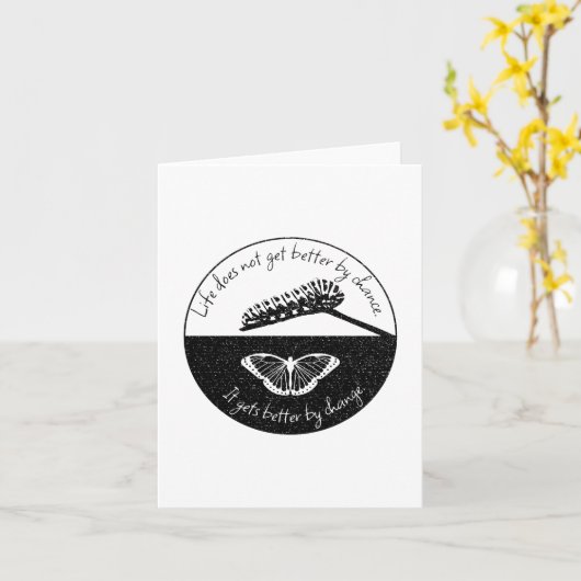 Inspirational Saying Butterfly Cool Quote Nature Kaart (Gele Bloem)