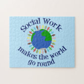 Inspirational Social Work World Quote Blue Legpuzzel (Horizontaal)