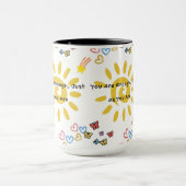 Inspirational Sun & Butterflies Doodle Pattern Com Mok (Midden)