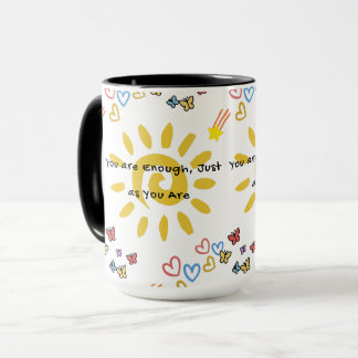 Inspirational Sun & Butterflies Doodle Pattern Com Mok