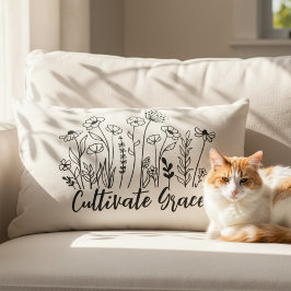 Inspirational Throw Pillow - Cultivate Grace Flora Kussen