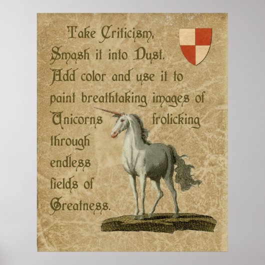 Inspirational Unicorn Quote Antique Parchment Poster (Voorkant)