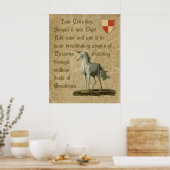Inspirational Unicorn Quote Antique Parchment Poster (Keuken)