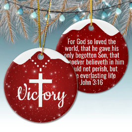 Inspirational Victory Cross Christian Decor  ⛪️ 🎄 Keramisch Ornament