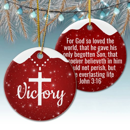 Inspirational Victory Cross Christian Decor  ⛪️ 🎄 Keramisch Ornament