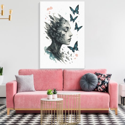 Inspirational Wall Art | Butterfly Transformation Canvas Afdruk (Insitu (Woonkamer))