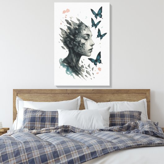 Inspirational Wall Art | Butterfly Transformation Canvas Afdruk (Insitu (Slaapkamer))
