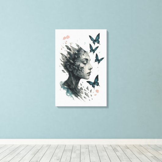 Inspirational Wall Art | Butterfly Transformation Canvas Afdruk (Insitu (Houten vloer))