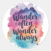 Inspirational Watercolor Wanderlust Message Ronde Sticker (Voorkant)