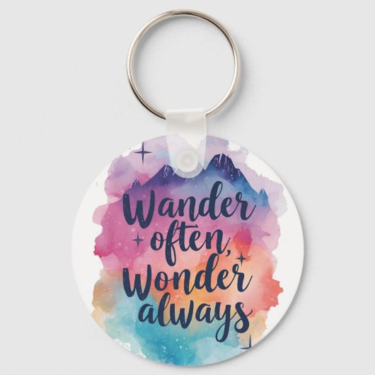 Inspirational Watercolor Wanderlust Message Sleutelhanger (Voorkant)