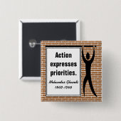 Inspire aan Actie (Button Square) Vierkante Button 5,1 Cm (Voorkant /achterkant)