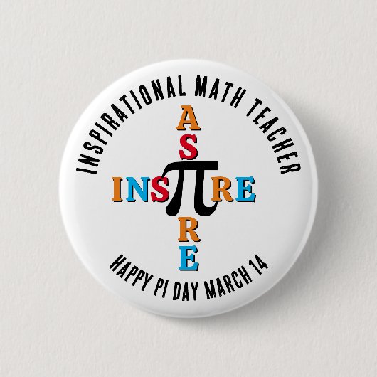 INSPIRE ASPIRE Wiskunde Leraar Happy Pi Day Button (Voorkant)
