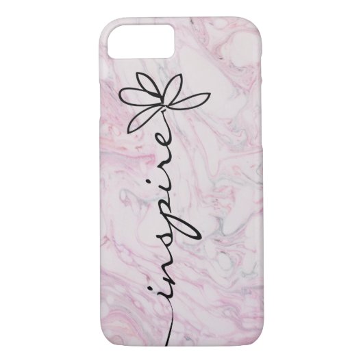 Inspire Daisy-design op roze marmer Case-Mate iPhone Case (Achterkant)