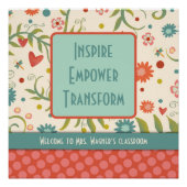 Inspire Empower Teacher  Bloemenklas Perfect Poster (Voorkant)