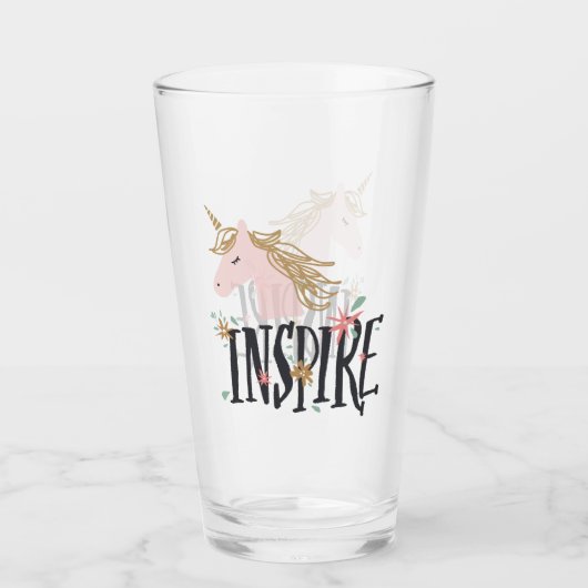Inspire | Gold Mane Unicorn Glas (Voorkant)