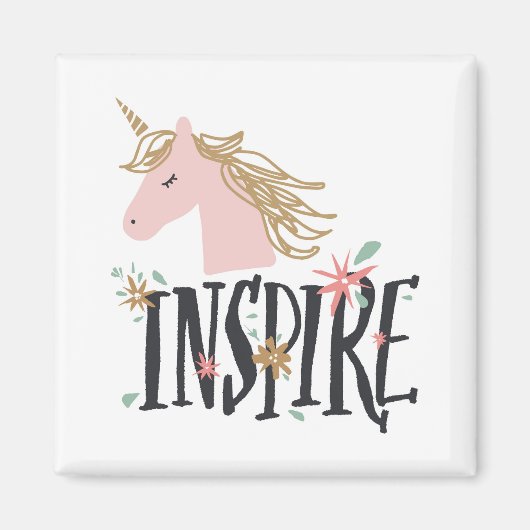 Inspire | Gold Mane Unicorn Magneet (Voorkant)