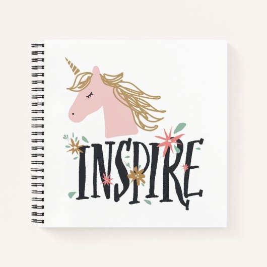 Inspire | Gold Mane Unicorn Notitieboek (Voorkant)