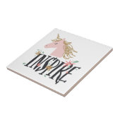 Inspire | Gold Mane Unicorn Tegeltje (Zijkant)