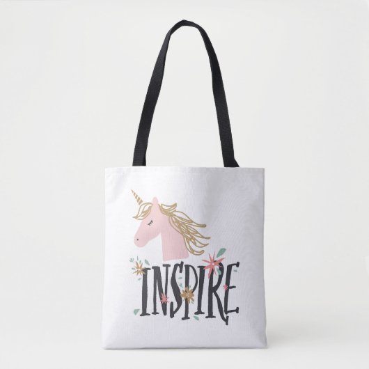 Inspire | Gold Mane Unicorn Tote Bag (Voorkant)