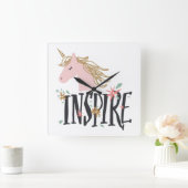 Inspire | Gold Mane Unicorn Vierkante Klok (Huis)
