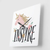 Inspire | Gold Mane Unicorn Vierkante Klok (Hoek)