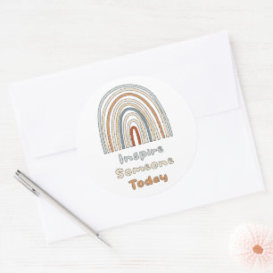 Inspire iemand van vandaag motivatie boho-regenboo ronde sticker