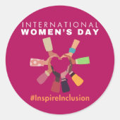 Inspire Inclusion Internationale Vrouwendag Ronde Sticker (Voorkant)