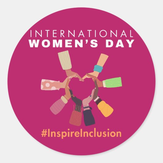 Inspire Inclusion Internationale Vrouwendag Ronde Sticker (Voorkant)