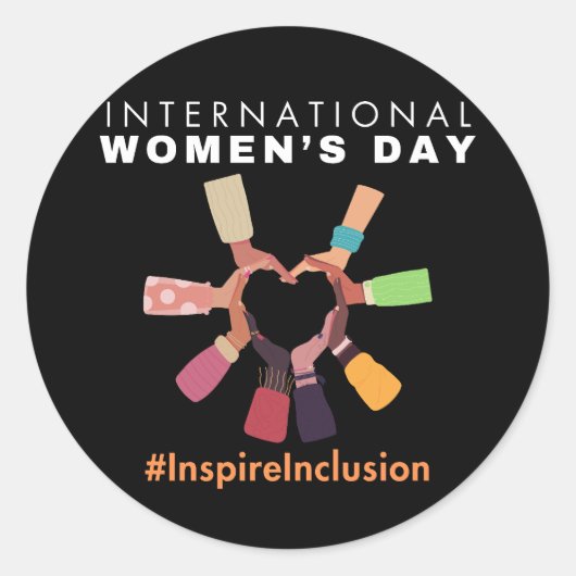 Inspire Inclusion Internationale Vrouwendag Ronde Sticker (Voorkant)